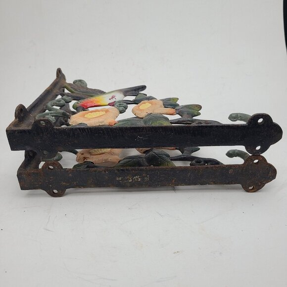 Vintage Cast Iron Painted Cast Iron Hummingbird Shelf Brackets Plant Hanger Bird - Picture 7 of 10